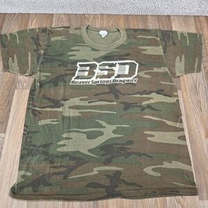 Vintage Beaver Springs Dragway BSD Camo T Shirt XL Single Stitch Racing USA
